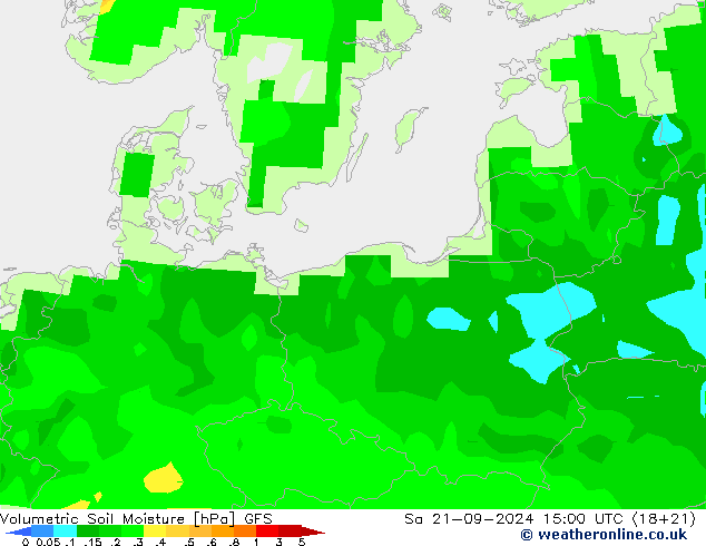 Volumetric Soil Moisture GFS sáb 21.09.2024 15 UTC