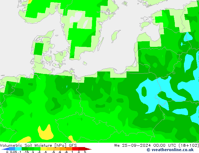 Volumetric Soil Moisture GFS We 25.09.2024 00 UTC