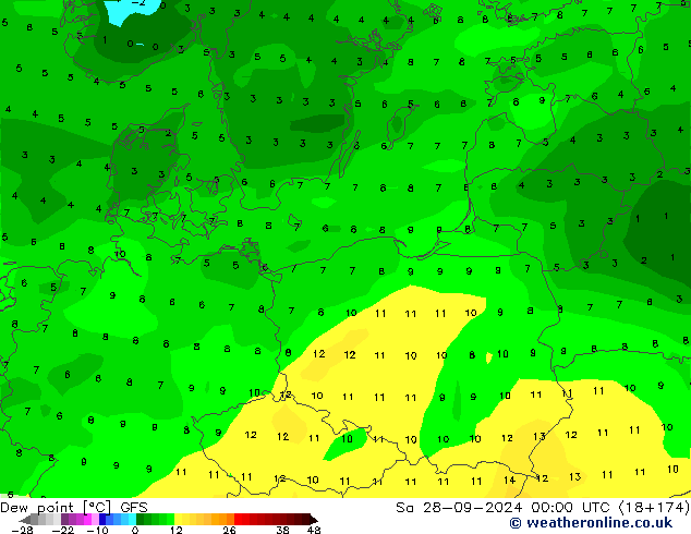 punkt rosy GFS so. 28.09.2024 00 UTC