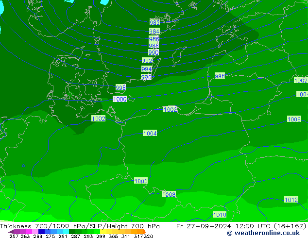 Thck 700-1000 hPa GFS Fr 27.09.2024 12 UTC