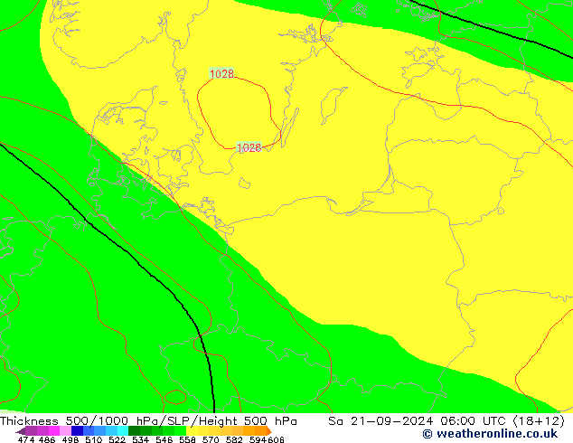 Thck 500-1000hPa GFS Sa 21.09.2024 06 UTC