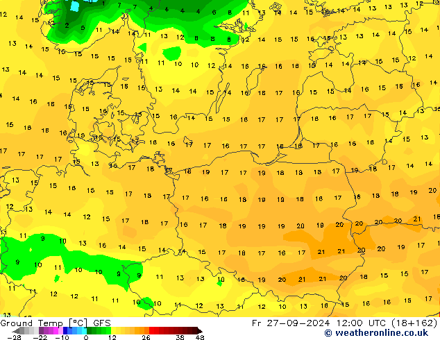 Temp. al suolo GFS ven 27.09.2024 12 UTC