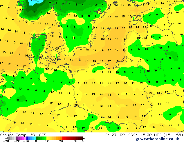 Bodentemperatur GFS Fr 27.09.2024 18 UTC