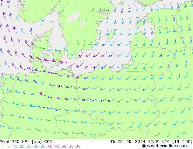 Wind 950 hPa GFS do 26.09.2024 12 UTC