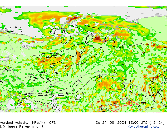 Convectie-Index GFS za 21.09.2024 18 UTC