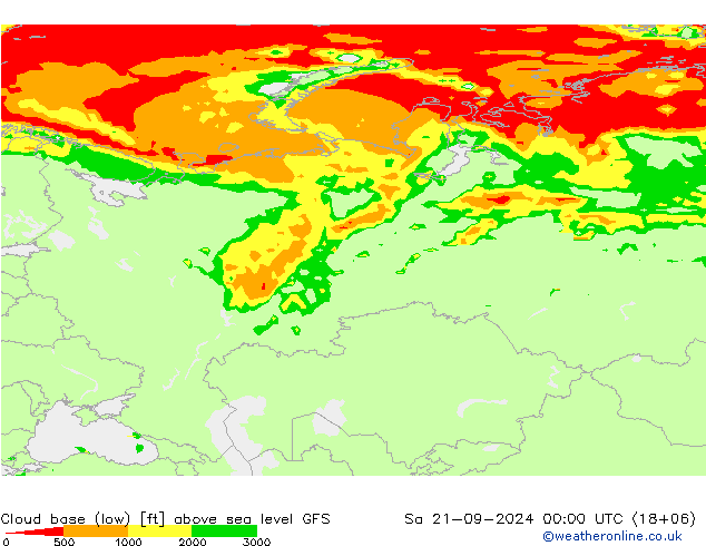 Cloud base (low) GFS sam 21.09.2024 00 UTC