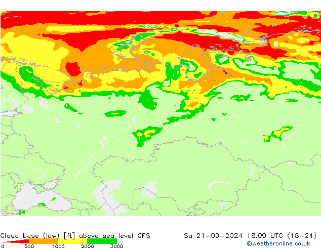 Cloud base (low) GFS so. 21.09.2024 18 UTC