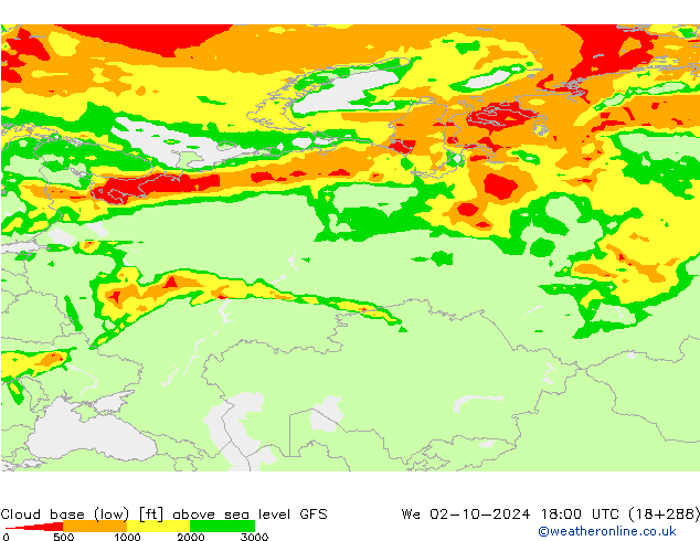 Cloud base (low) GFS ср 02.10.2024 18 UTC