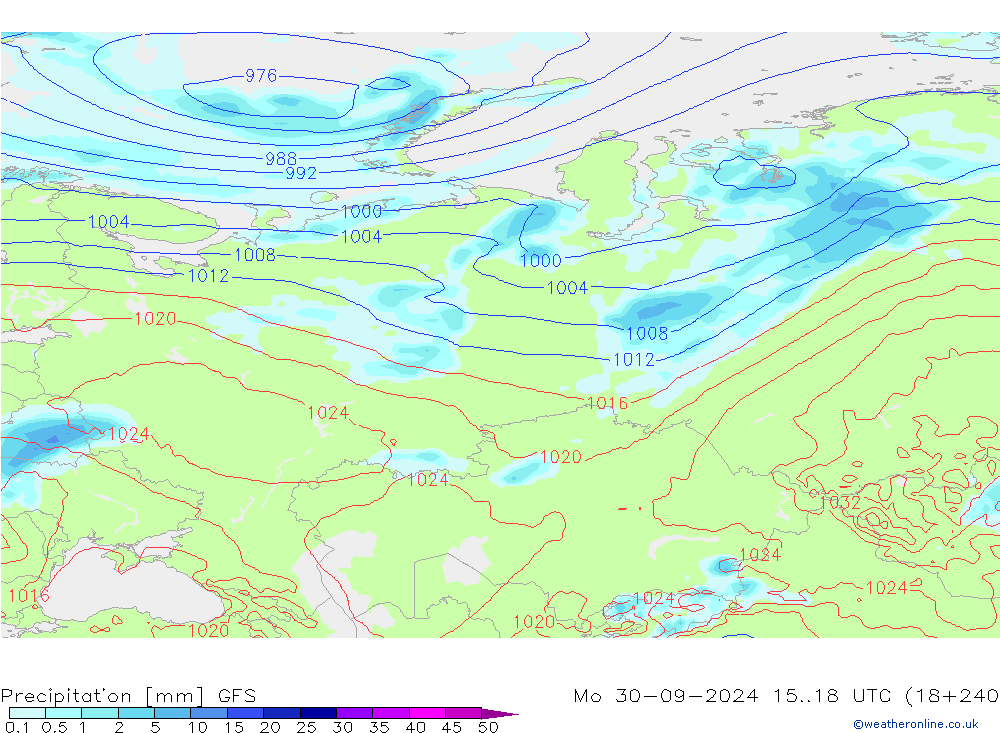 Precipitación GFS lun 30.09.2024 18 UTC