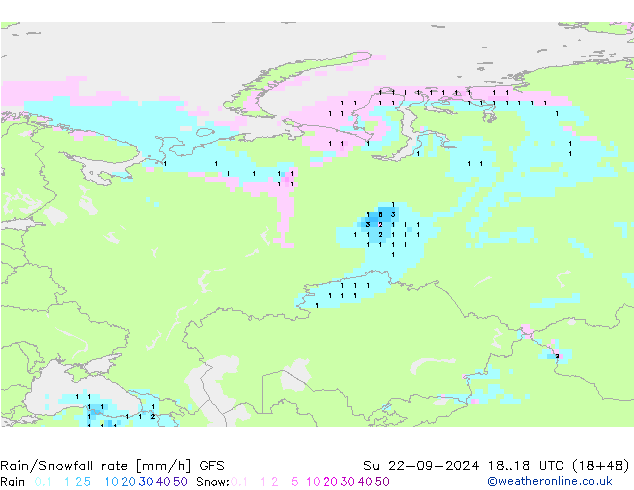 Kar/Yağmur Oranı GFS Paz 22.09.2024 18 UTC