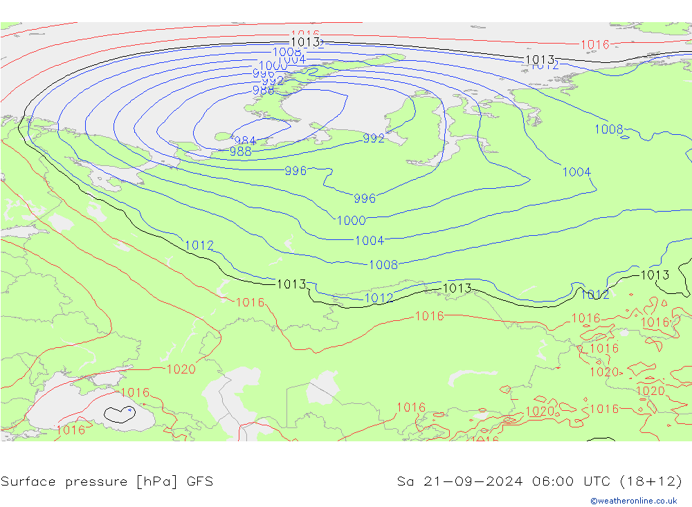 Pressione al suolo GFS sab 21.09.2024 06 UTC