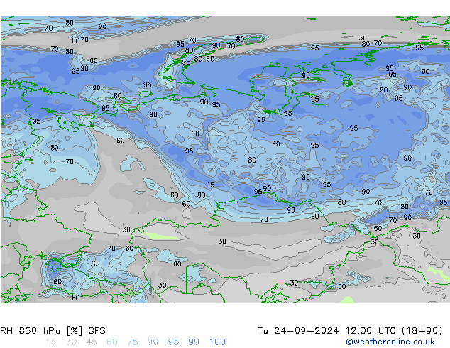 RH 850 hPa GFS Settembre 2024