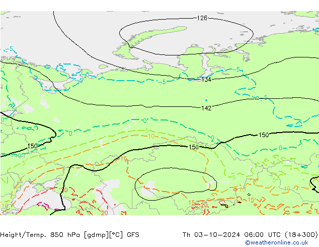 Z500/Rain (+SLP)/Z850 GFS czw. 03.10.2024 06 UTC