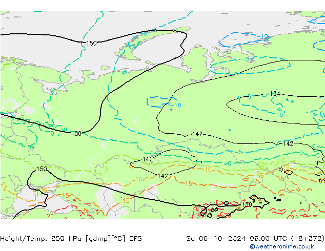 Height/Temp. 850 hPa GFS Su 06.10.2024 06 UTC