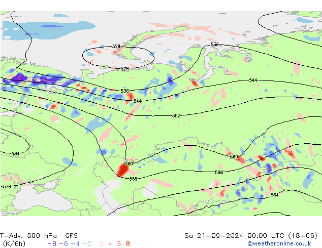 T-Adv. 500 hPa GFS Cts 21.09.2024 00 UTC