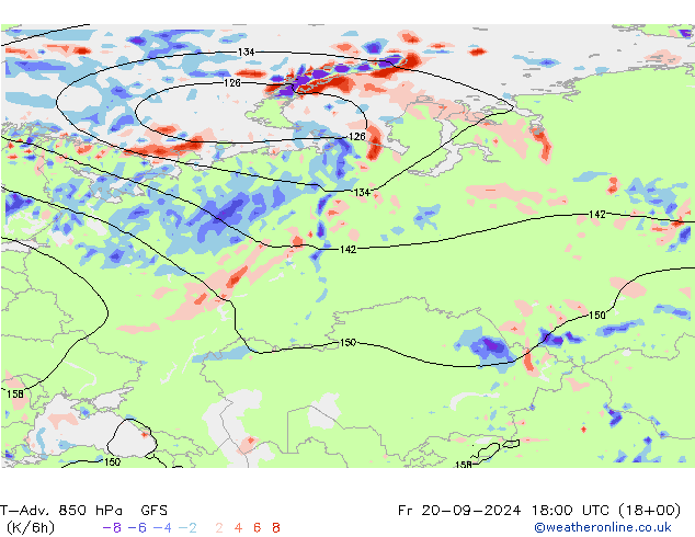 T-Adv. 850 hPa GFS Fr 20.09.2024 18 UTC