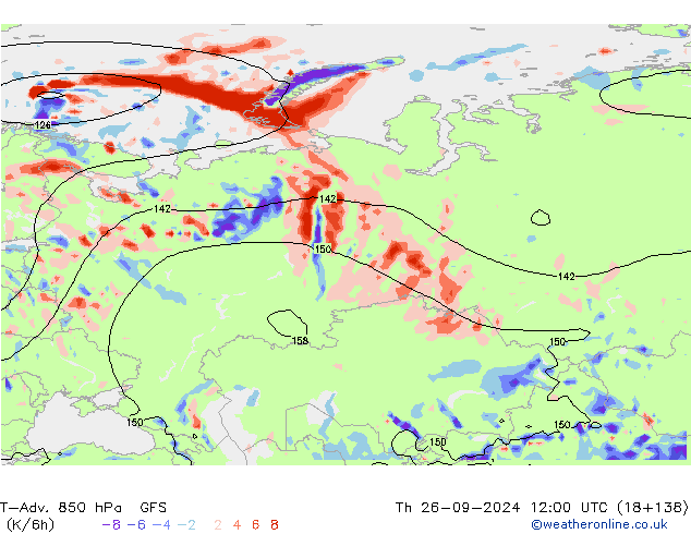 T-Adv. 850 hPa GFS  26.09.2024 12 UTC