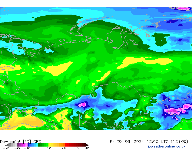 точка росы GFS пт 20.09.2024 18 UTC