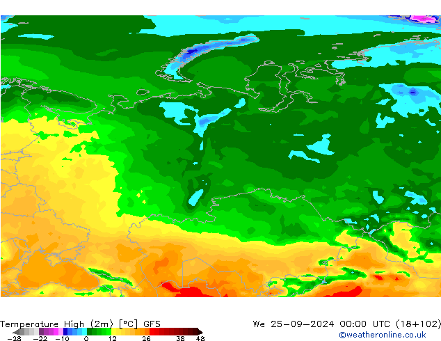 Max.  (2m) GFS  25.09.2024 00 UTC