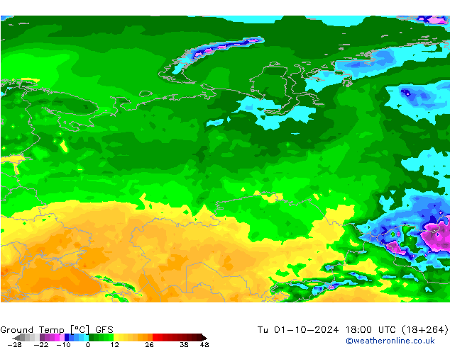 температура от 0-10 см GFS вт 01.10.2024 18 UTC
