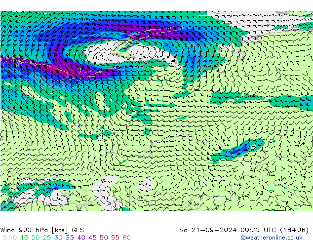 Wind 900 hPa GFS So 21.09.2024 00 UTC