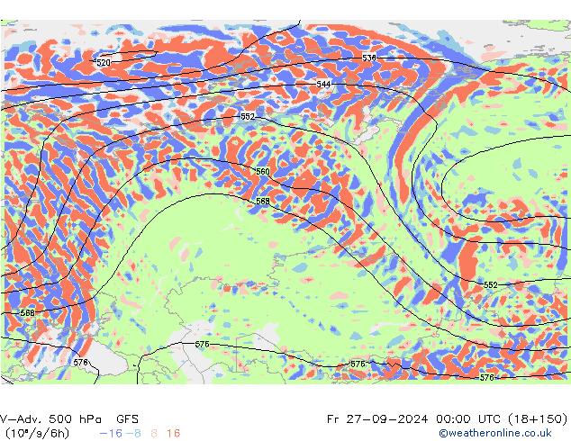 V-Adv. 500 hPa GFS Fr 27.09.2024 00 UTC