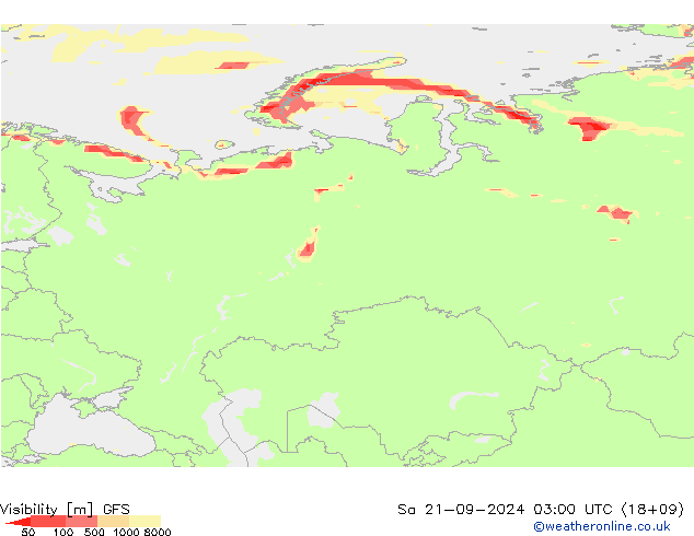 Dohlednost GFS So 21.09.2024 03 UTC