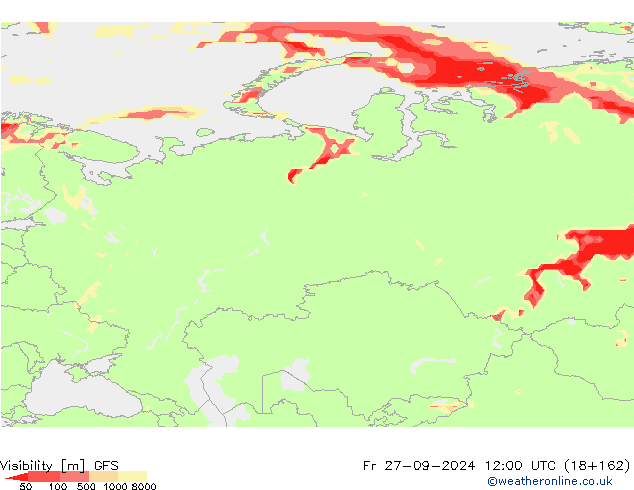 Sichtweite GFS Fr 27.09.2024 12 UTC