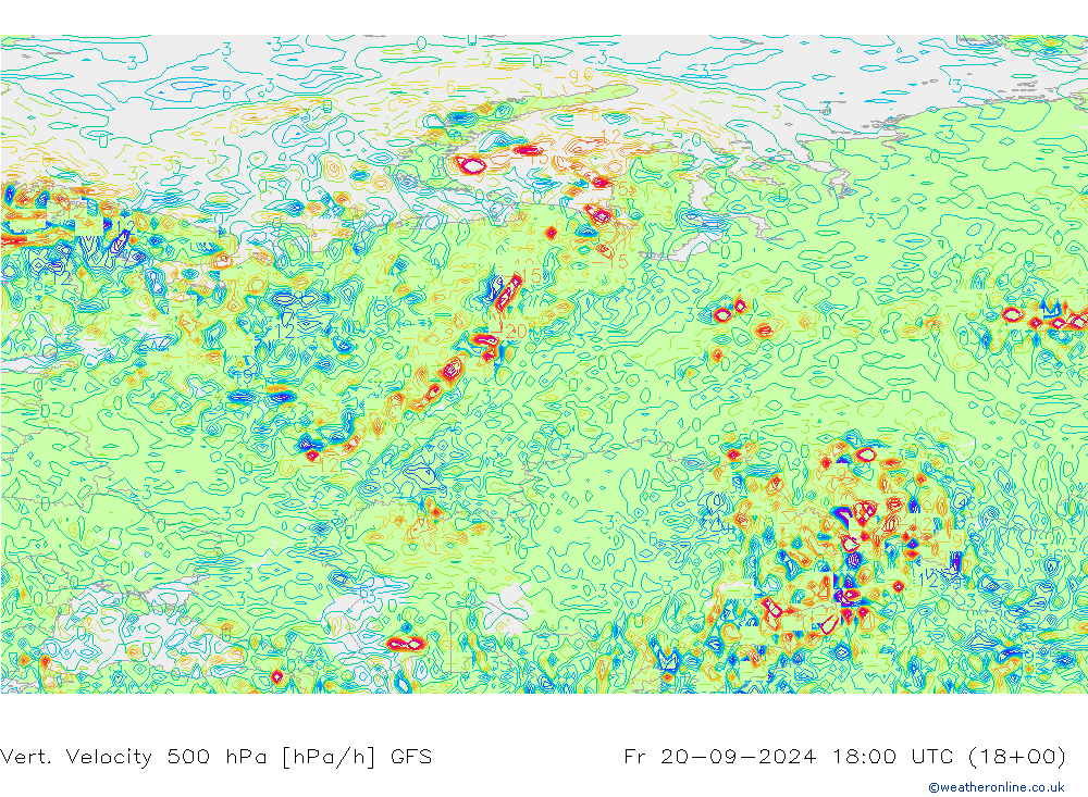 Vert. Velocity 500 гПа GFS пт 20.09.2024 18 UTC