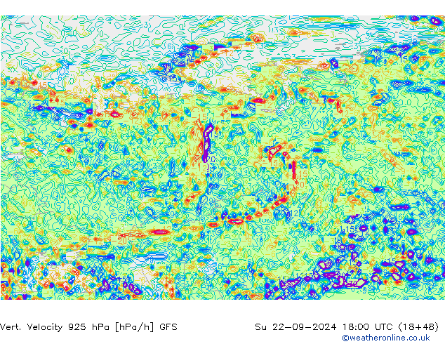 Vert. Velocity 925 hPa GFS Su 22.09.2024 18 UTC