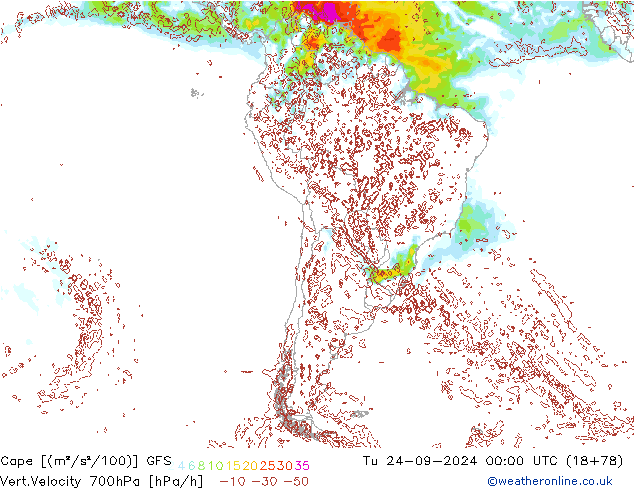 Cape GFS di 24.09.2024 00 UTC