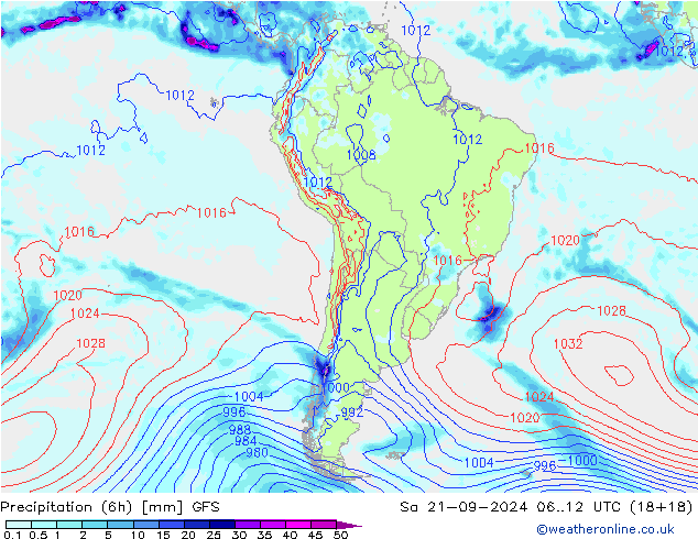 Z500/Rain (+SLP)/Z850 GFS sam 21.09.2024 12 UTC