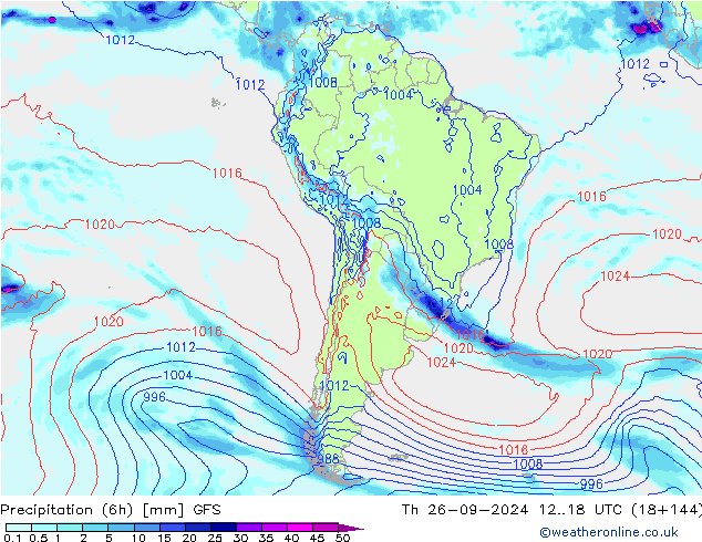 Z500/Rain (+SLP)/Z850 GFS  26.09.2024 18 UTC