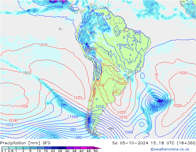 Précipitation GFS sam 05.10.2024 18 UTC