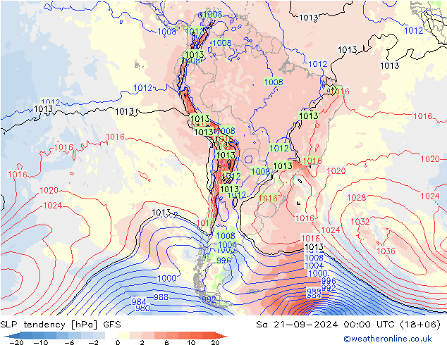 Tendenza di Pressione GFS sab 21.09.2024 00 UTC