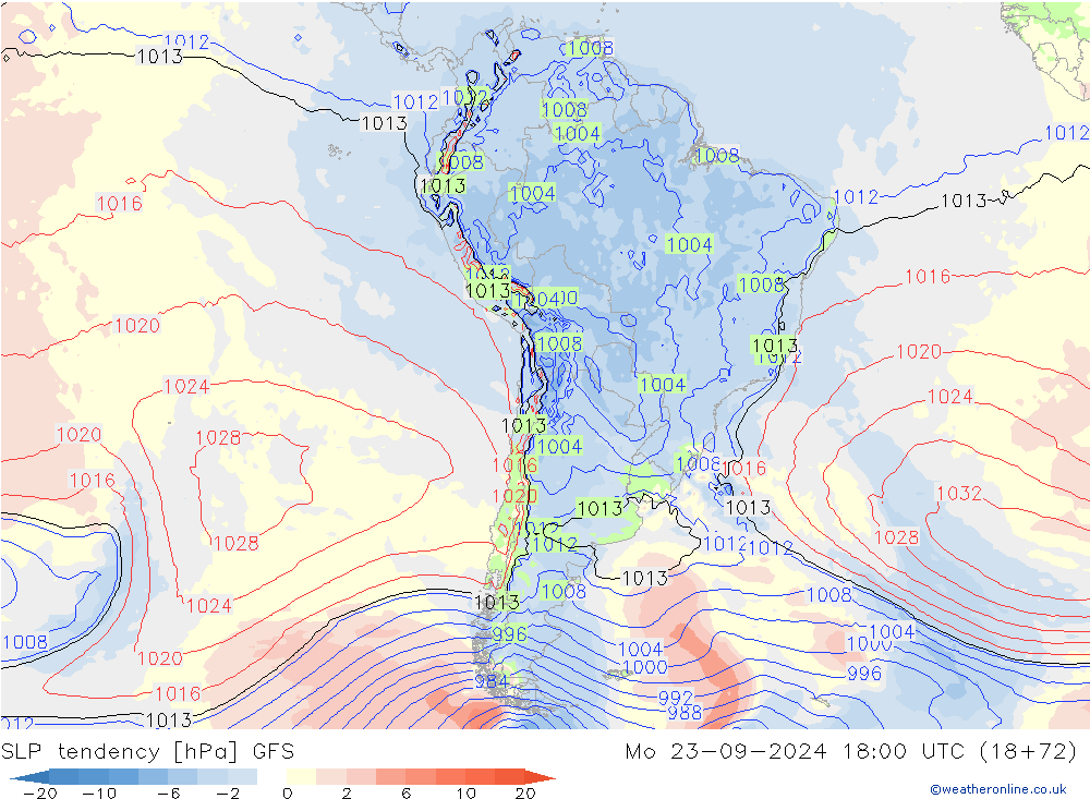 тенденция давления GFS пн 23.09.2024 18 UTC