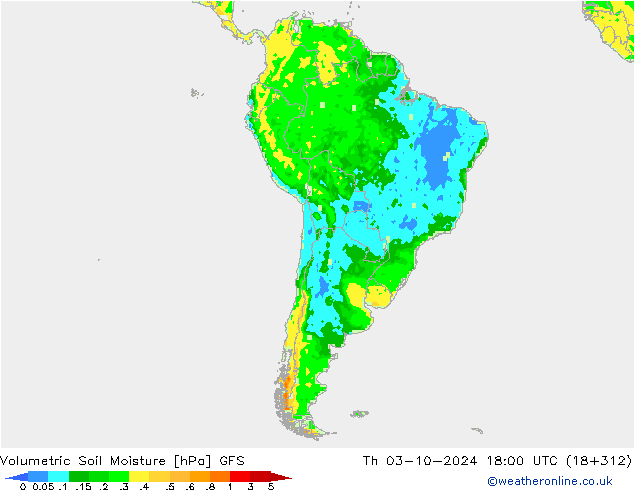 Volumetric Soil Moisture GFS Th 03.10.2024 18 UTC