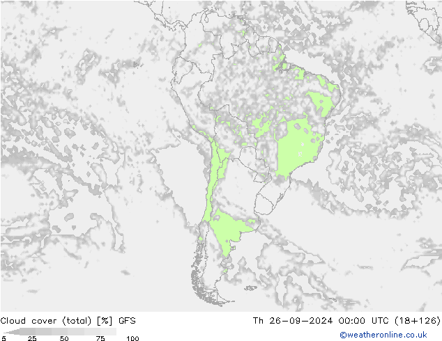 Nubi (totali) GFS gio 26.09.2024 00 UTC