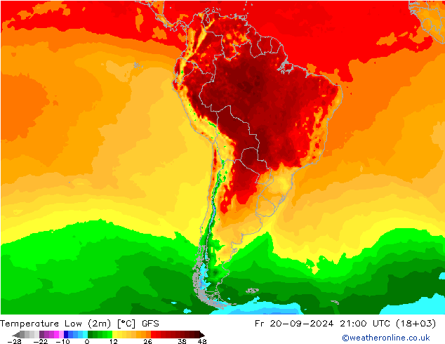 Temperature Low (2m) GFS September 2024