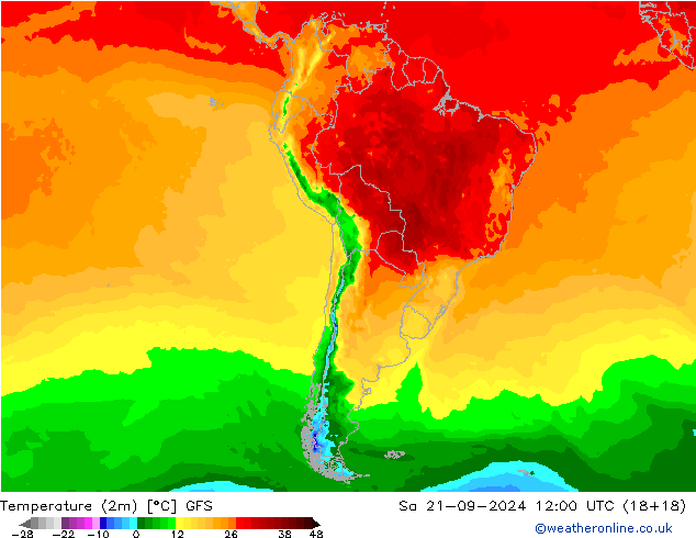 Temperaturkarte (2m) GFS September 2024