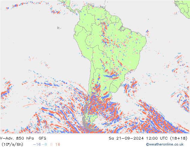 V-Adv. 850 hPa GFS Sáb 21.09.2024 12 UTC