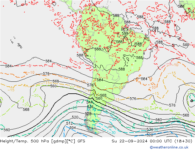 Z500/Rain (+SLP)/Z850 GFS dom 22.09.2024 00 UTC