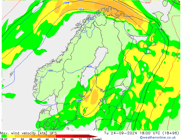 Windböen GFS Di 24.09.2024 18 UTC