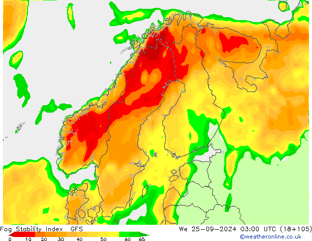 Fog Stability Index GFS We 25.09.2024 03 UTC