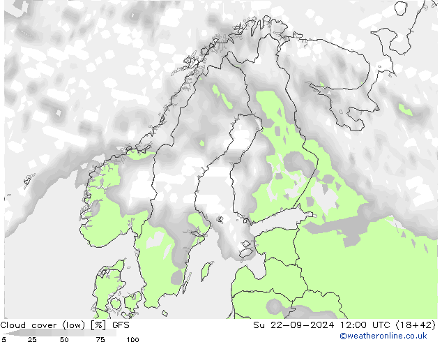 Nuages (bas) GFS dim 22.09.2024 12 UTC