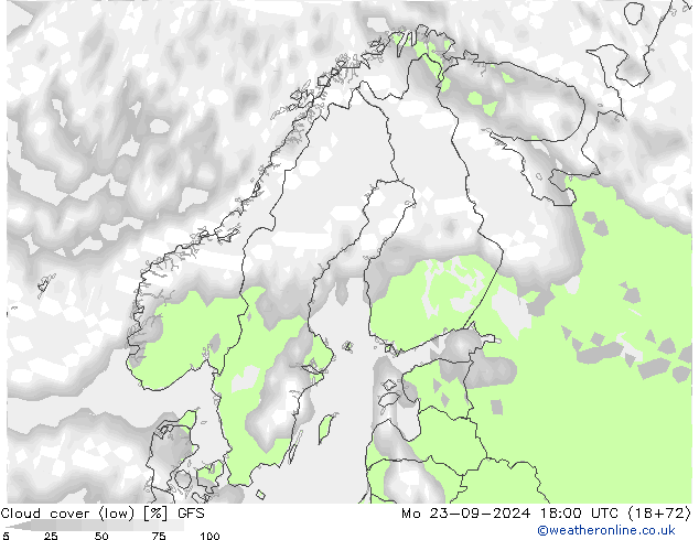 Nuages (bas) GFS lun 23.09.2024 18 UTC