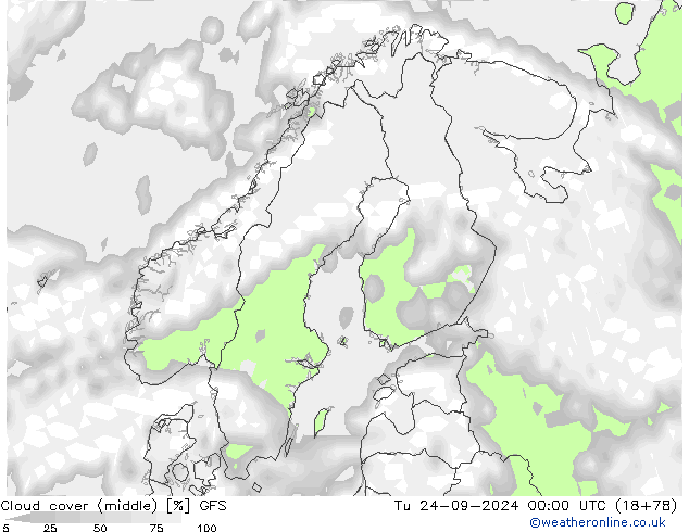 Cloud cover (middle) GFS Tu 24.09.2024 00 UTC