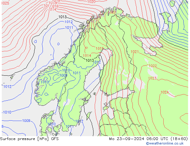 Surface pressure GFS Mo 23.09.2024 06 UTC