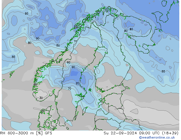 RH 600-3000 m GFS So 22.09.2024 09 UTC