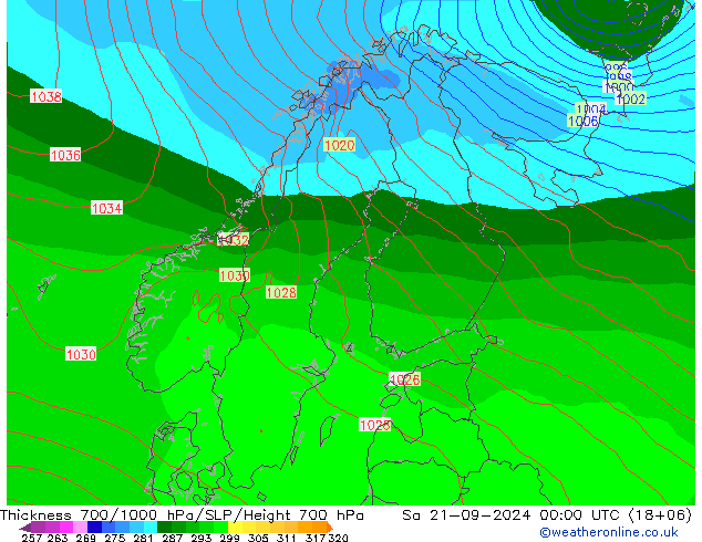 Thck 700-1000 hPa GFS Sa 21.09.2024 00 UTC